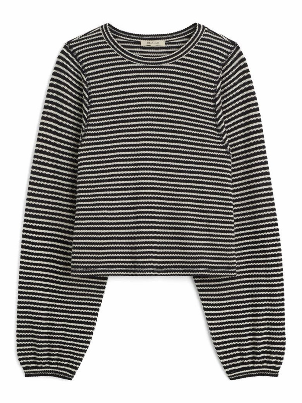 Madewell Striped Curved Long-Sleeve Tee — Black & Cream - NWT